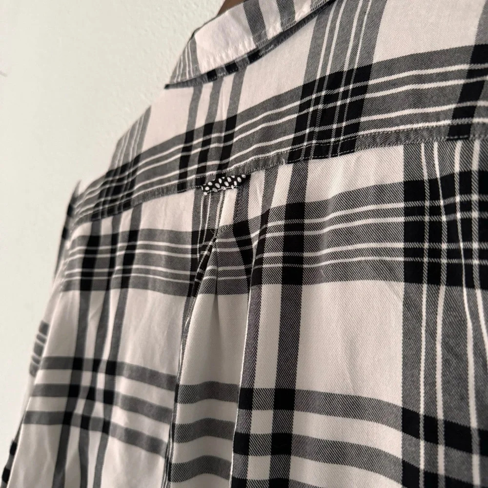 Como Vintage Plaid Flannel Button Down Shirt Black White Grungecore XL Cozy - Picture 7 of 14